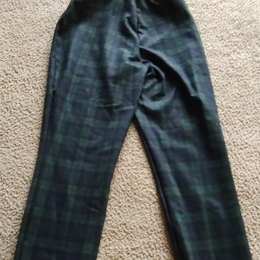 Nanette Lepore Womens Black‎ Watch Plaid Slim Pull On Pants Green Navy Small